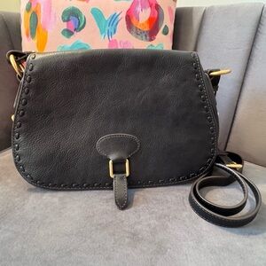 Dooney & Bourke Florentine Leather Full Flap Saddle Crossbody Bag (Black) - EUC